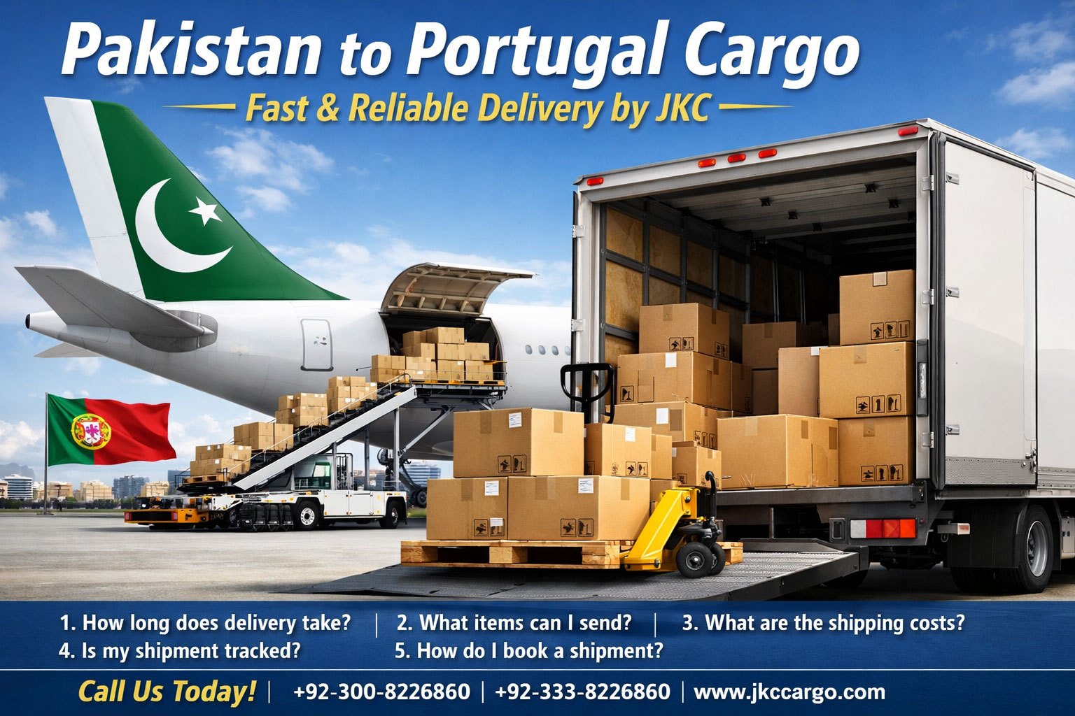 Pakistan to Portugal Cargo – Fast & Reliable Delivery by JKC